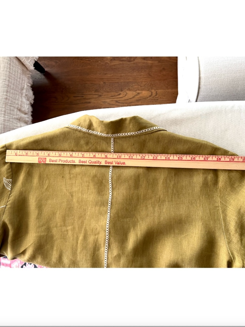 CORD STUDIO India 'Bloomer' Embroidered Linen Floral Jacket in Mustard - S - Picture 9 of 11